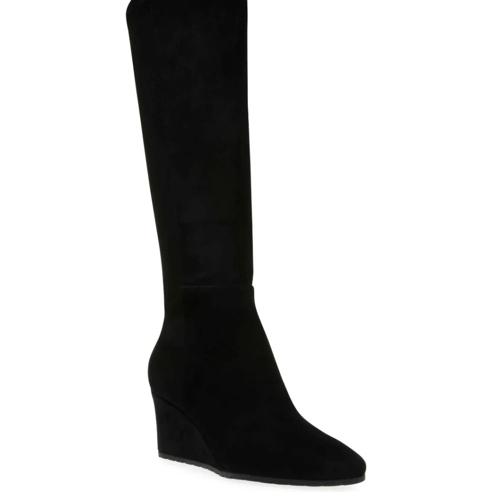 Anne Klein wide calf suede Wedge knee high boots In Box